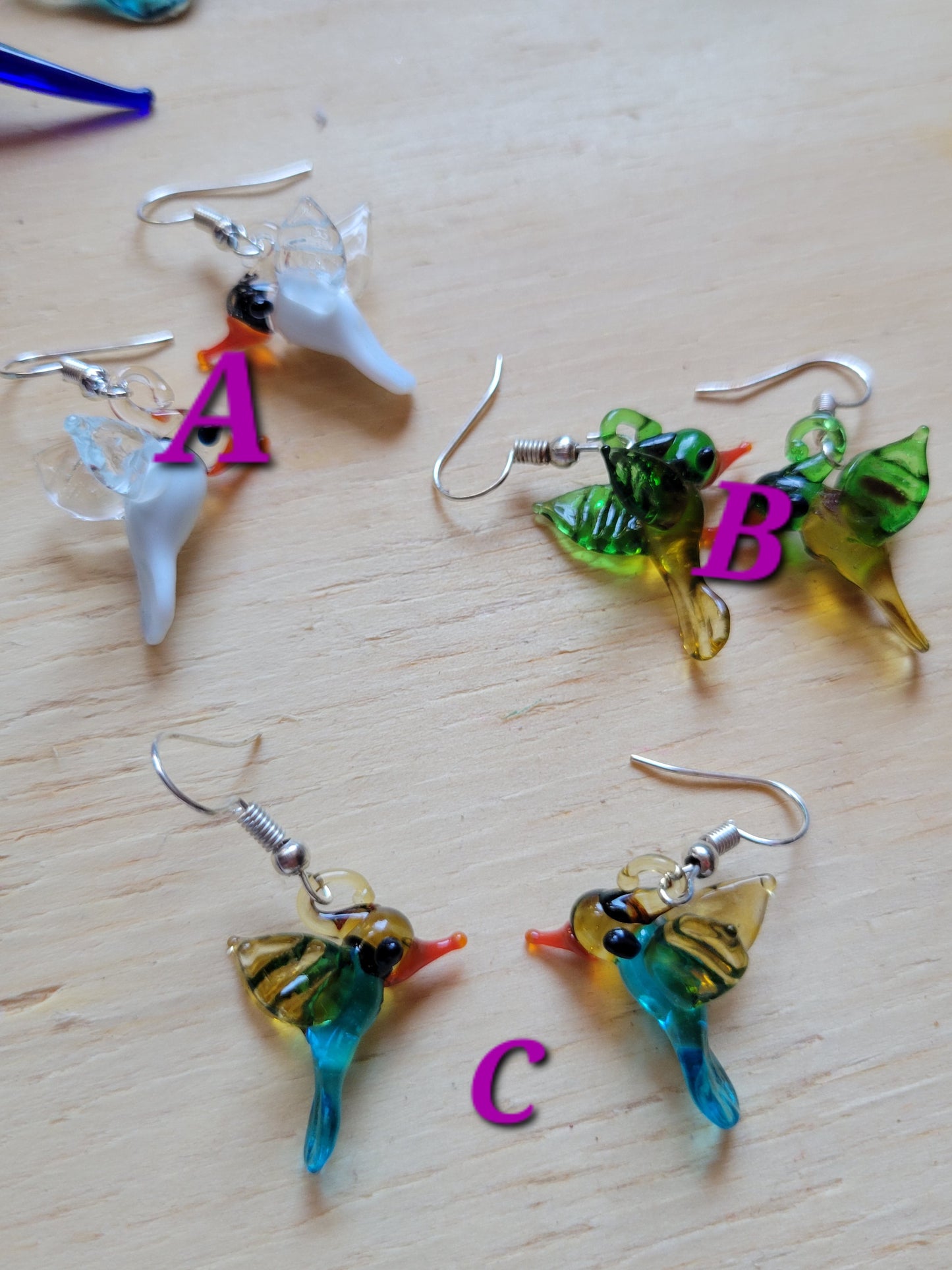 Aretes Colibri vidrio